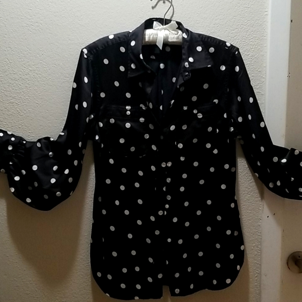 satin like material long sleeve blouse brand new